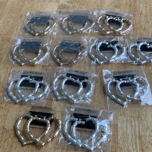 12 pairs Gold and Silver Heart Hoop Earrings
